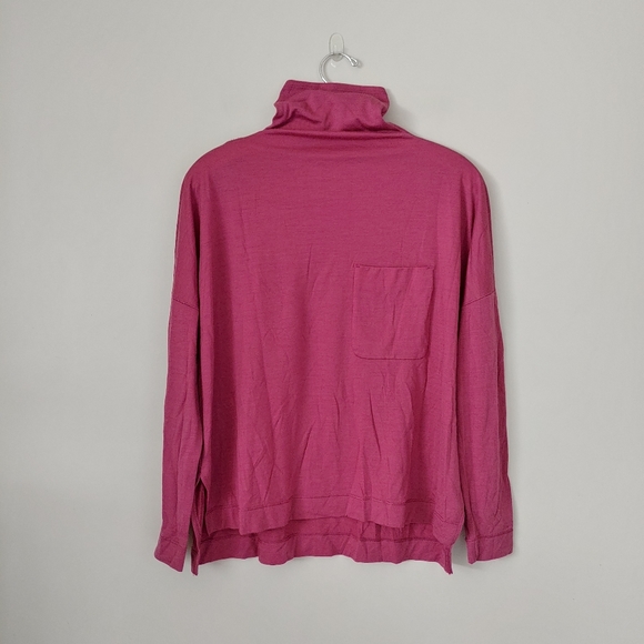 Kit and Ace Merino Turtleneck Long Sleeve Tee Knit Top Pocket Size Small Pink - Picture 4 of 16